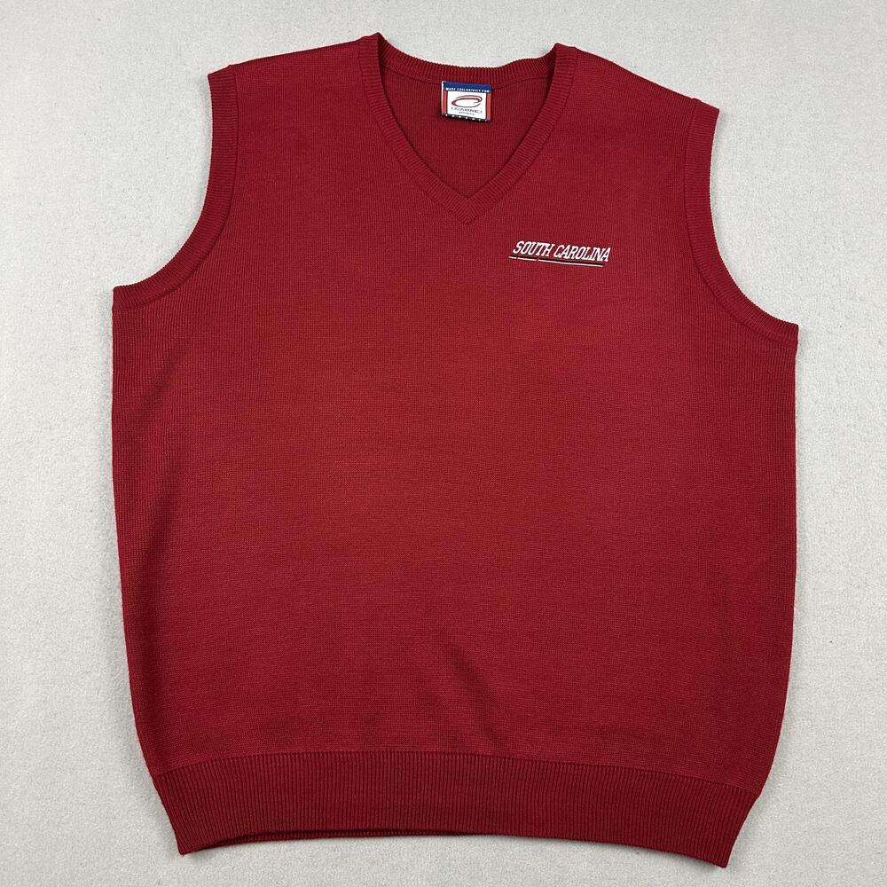 South Carolina Gamecocks Sweater Men XL Red NCAA Golf Cadre V-Neck Knit Vest